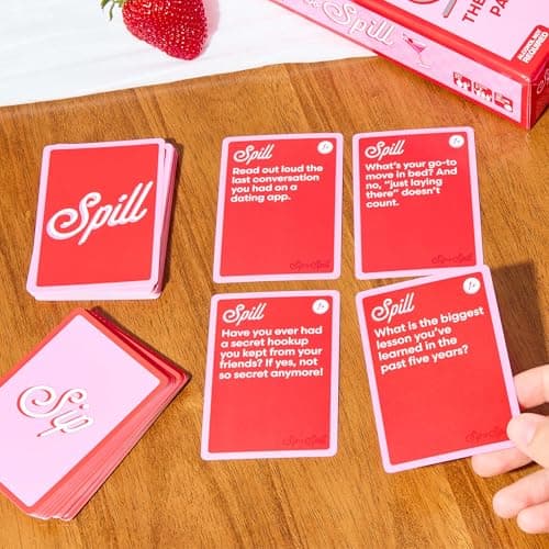 Sip or Spill Party Drinking Game, Fun Social Drinking Games for Adults, Games and Card Games, Includes 200 Cards and Instructions