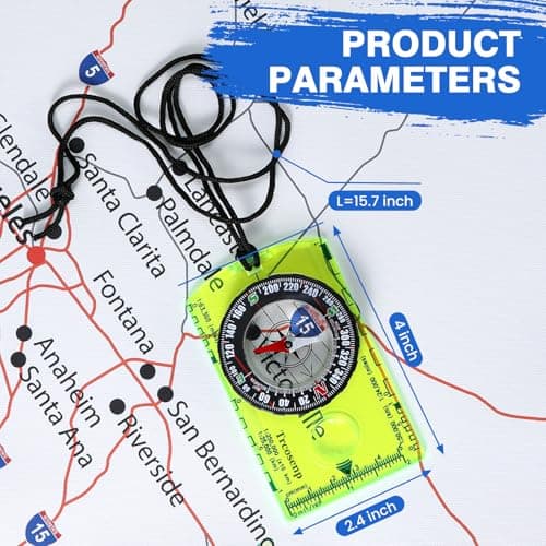 Multifunctional Waterproof Orienteering Compass Mini Portable Survival Compass for Map Reading, Hiking, Camping, Backpacking, Perfect Outdoor Scout Gifts for Kids, Orange