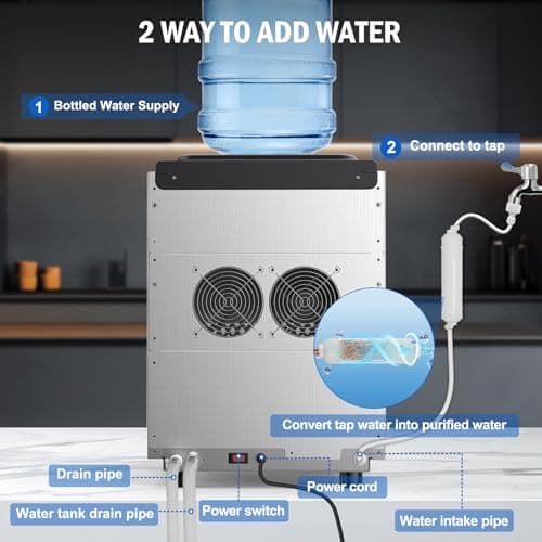 Nugget Ice Maker, 80 LBS/Day with 15 LBS Storage Bin, Freestanding Undercounter Ice Maker Machine Stainless Steel, Soft Chewable Pellet Ice Machine for Home Bar Kitchen Office, Self-Cleaning