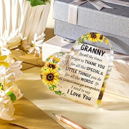 to My Granny Paperweight Presents Christmas Mothers Day Valentines Day Gifts for Granny Grandma Grandmother Granny Birthday Gifts from Grandkids, Acrylic Heart Sign B0DX1K6CCJ