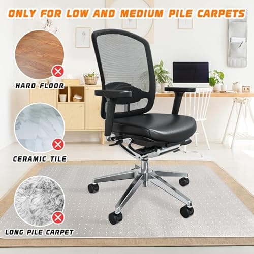 Office Chair Mat for Carpeted Floors, Desk Mats 48"X30" for Rolling Desk on Low Pile Carpets, Small Computer Gaming Plastic Floor Mats for Office Chair on Carpet, Easy Glide Without Curling