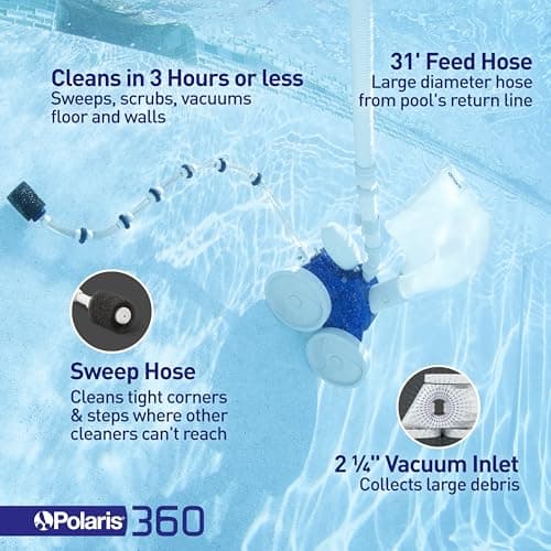 Polaris Vac-Sweep 360 Pressure-Side Cleaner for In-Ground Pools with a Dedicated Return Line