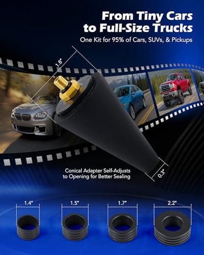 Orion Motor Tech Coolant Vacuum Refill Kit, 13pc Radiator Cooling System Tool Set with Conical Adapter 4 Round Adapters for Leak Detection Cooling Refill, Vacuum Coolant Fill Kit with Splashproof Hose