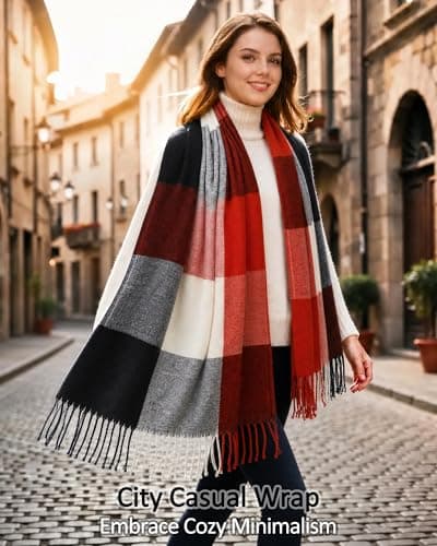 Loritta Womens Scarf Fashion Long Plaid Shawls Wraps Big Grid Winter Warm Lattice Large Scarves Gifts
