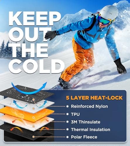 UMEWARM 10℉ Waterproof Winter Gloves Men, Touchscreen Fingers Snow Ski Gloves Women, 5-Layer Touch Screen Cold Weather Gloves