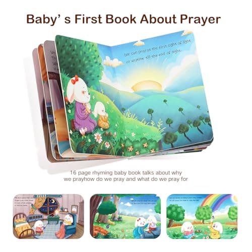 MyMateZoe Baptism Gifts for Girl, Great Christening, Dedication and Baptism Gift Set for Girl and Newborn Baby, Includes 7" Praying Bunny Plush Toy and Let Us Pray Baby Book in Keepsake Gift Box B0FP4P46HC