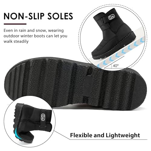 Ablanczoom Womens Winter Snow Boots With Warm Fur Lining Comfortable Booties Non Slip Waterproof Outdoor Shoes