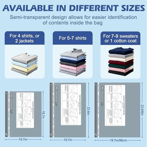 Travel Vacuum Storage Bags with Rechargeable Air Pump, 18 Pack Portable Space Saver Bags, Compression Bags for Clothing, Bedding, Seasonal Storage & Packing Bags for Moving