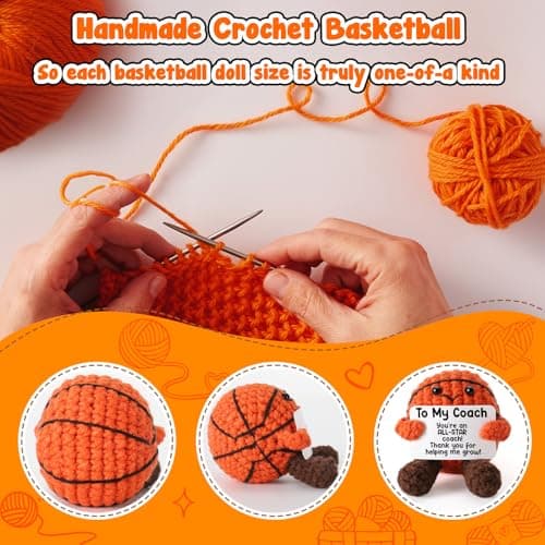Basketball Coach Appreciation Gift - Thank You Gifts for Basketball Coach, Cool Handmade Crochet Basketball Present for Retirement Birthday Christmas - Thank You for Helping me Grow