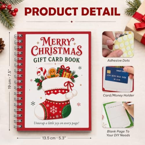 5x7 Inches Christmas Gift Card Book For Teens, Adults, Kids; Easy to Gift, Teen Girl Gifts Trendy Stuff, Stocking Stuffers Merry Christmas Gift Card Book For Teens, Adults - 24 Pages Gift Card Book B0HBPYN1SW