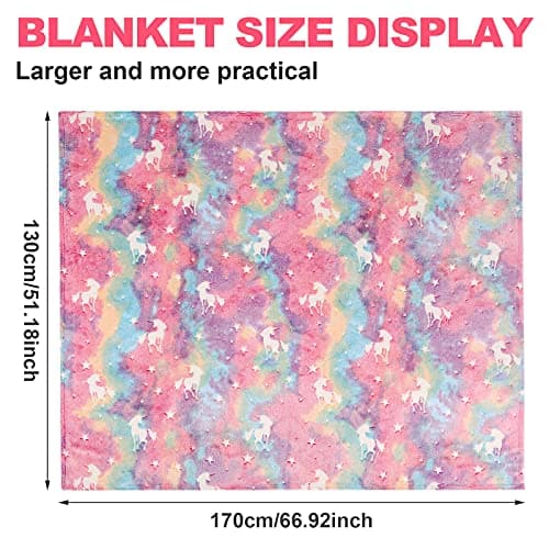 Glow in The Dark Blanket Unicorns Gifts for Girls,Toys for 2 3 4 5 6 7 8 9 10 Year Old Girl Gifts,Soft Kids Blankets for Christmas Halloween Birthday Valentines Gifts,50"x60"