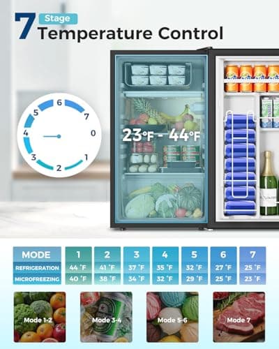 Feelfunn Mini Fridge with Freezer - 3.2 Cu.Ft Single Door Mini Refrigerator with Adjustable Thermostat, Low Noise, Energy Saving, Small Fridge for Bedroom, Apartment, Dorm, Classroom, Office - Silver