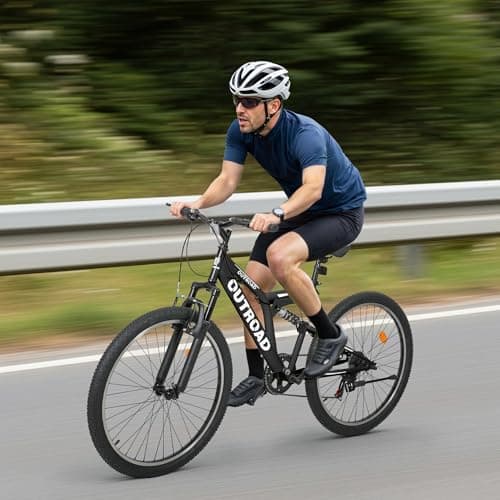 26 inch Mountain Bike Dual Full Suspension, Outdoor Hybrid Bikes,7-Speed/High-Carbon Steel, for Men Women Adult, MTB Bicycle with Suspension Fork,Sleek Colors