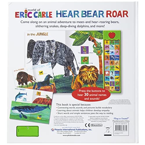 World of Eric Carle, Hear Bear Roar 30-Button Animal Sound Book - Great for First Words - PI Kids 1450874770