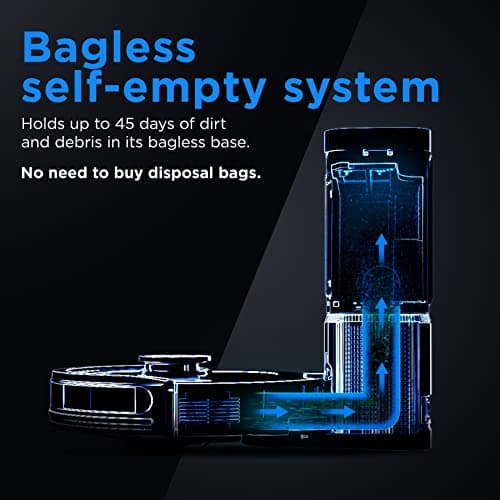 Shark RV2310AE Matrix Self-Emptying Robot Vacuum with Bagless, 45-Day Capacity, Self-Cleaning Brushroll for Pet Hair, No Spots Missed on Carpets & Hard Floors, Precision Home Mapping, Wi-Fi, Black