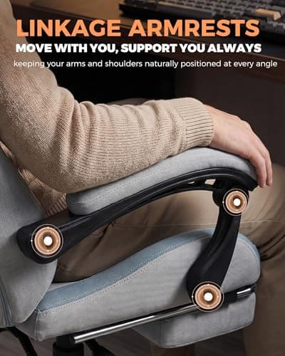 GTPLAYER Gaming Chair with Foot Rest & Pocket Spring Cushion, Ergonomic High Back Computer Desk Chair with Headrest & Lumbar Support for Back Pain Relief, Breathable Fabric, Mist-Blue