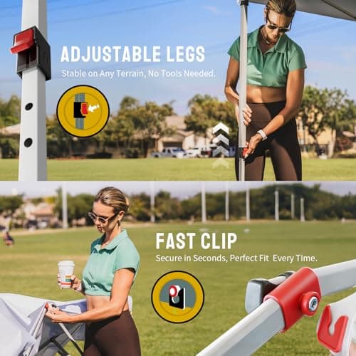 CROWN SHADES 10x10 Pop Up Canopy - Beach Tent with One Push Setup - Easy Outdoor Sun Shade for Events, Parties, Camping - Gazebo with STO-N-Go Cover Bag, Silver Coated Top, Grid White