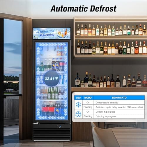 Commercial Beverage Refrigerator, 24 Inch Beverage Fridge, 15 Cu. Ft. Drink Fridge, Display Refrigerator Glass Door, Commercial Display Fridge with Customizable Light Box for Shops, Restaurants, Bars