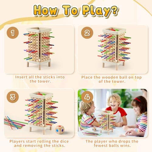 Montessori Game Wooden Board Game, Multiplayer for Kids 4-8, Math Educational, Fine Motor Skill Toy for Girls Boys, Classic Fun Games for Age 3 4 5 6 7 8 Girls Boys Gifts