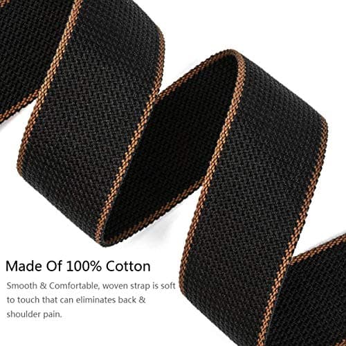 BestSounds Acoustic Guitar Strap, Soft Cotton & Leather Ends Strap for Electric & Bass Guitars come with 1 Button & 2 Locks