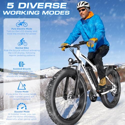 Electric Bike for Adults, 1000W Peak Ebike, 25MPH 60Miles Electric Mountain Bike, 26" Fat Tire Electric Bicycle with 48V 13AH Battery, Front Suspension,7 Speed, Rear Rack, UL 2849 Certified