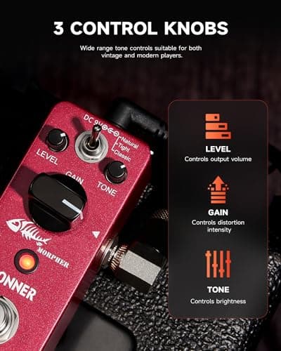 Donner Distortion Guitar Pedal, Morpher Mini Distortion 3 Modes Natural, Tight, Classic Crunch 80s Metal for Electric Guitar True Bypass