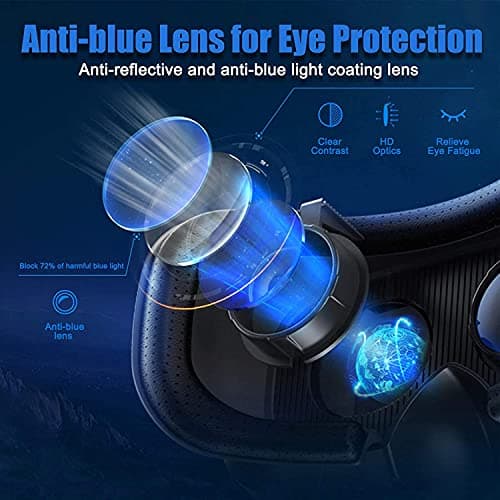 VR Headset with Controller Adjustable 3D VR Glasses Virtual Reality Headset HD Blu-ray Eye Protected Support 5~7 Inch for Phone/Android (White)