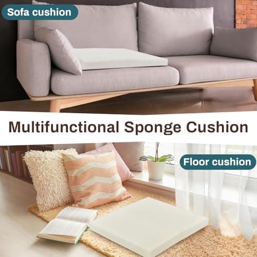 Frienda 4 Pack 2" x 20" x 20" Upholstery High Density Foam Cushion Seat Replacement Square Cut to Size Foam Couch for Patio Furniture Commercial Dinning Chair Couches Benches Padding DIY Projects