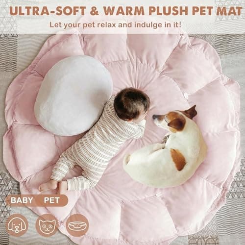 HAN-MM 5-in-1 Convertible Baby Play Gym with 6 Toys, Tummy Time Mat for Sensory Development, Baby Activity Center from Newborn to Toddler, Ball Pit, Soft Plush Pet Mat, Pink