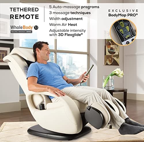 Human Touch WholeBody 7.1 Swivel-Base Full Body Relax and Massage Chair - Perfect for Home Relaxation and Stress Relief | Warm Air Heating | Customizable Massage | Retractable Ottoman | Espresso Color, 7.1"