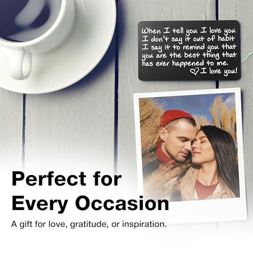 I Love You Card for Wallet – Surprise Gift for Him or Her - Voted Best Love Gift for Men or Women - Engraved, Durable, and Stays in Their Wallet Forever - Black Envelope Included