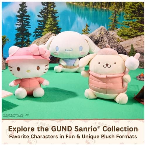 Promotes Exciting Character Roleplay, Early Sensory Discovery, and Creative Pop Culture Storytelling; Soft, Collectible Plush GUND Sanrio Hello Kitty 6-Inch Plush Toy with Camping Outfit for Ages 1+ B0FKTPX44P