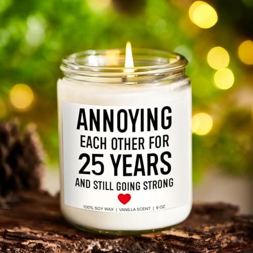 Younift Funny Scented Candle, 25th Anniversary, Gifts for Couple, 25th Wedding Anniversary Decorations, 25 Year Silver Anniv. Gifts for Husband, Wife, Him, Her, Women, Men, Friends, Parents B0D5J518NH