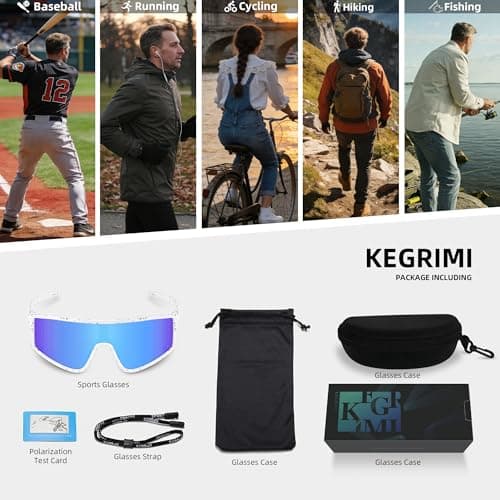 Kegrimi Sports Baseball Cycling Sunglasses for Men: Polarized Sunglasses for Women Youth UV400 Protection Running