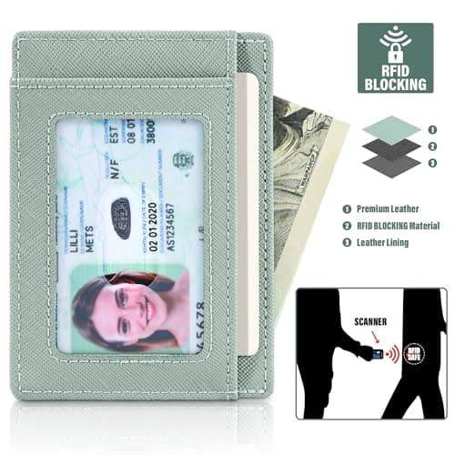 Travelambo Slim Wallet Front Pocket Minimalist Leather RFID Blocking Medium Size