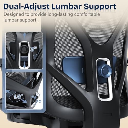 Ergonomic Office Chair, Mesh Computer Desk Chairs with Adjustable Lumbar Support, 3D Armrests, Tilt Function, Comfy Wide Seat, Swivel Executive Work Task Chair for Company and Home