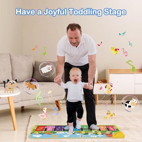 FOKI Floor Piano Mat for Toddlers, Baby Kid Sensory Educational Dancing Keyboard Carpet Animal Sounds Blanket Touch Playmat Musical Mats Birthday Toddler Toys for 1 2 3 4 5 Year Old Boy Girl Gifts