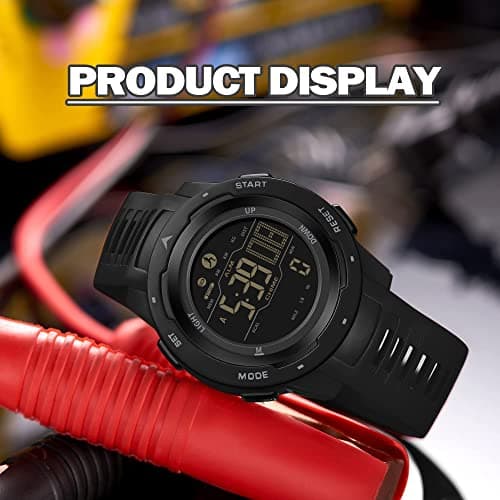 findtime Men's Digital Watch Waterproof Pedometer Watches Sport Watch Step Counter Calorie Military Watch with Stopwatch Alarm LED Backlight Countdown