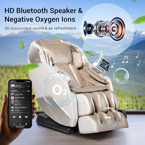 MYNTA Massage Chair Full Body with Heat, Zero Gravity SL-Track 3D Massage Chairs with Thai Stretching, 12 Modes,12 Massage Techniques, Calf & Foot Massage, Wireless Charging, White Noise