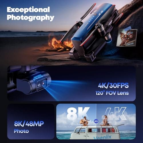 V11PRO Drone with 8K Camera for Adults, 3-Axis Gimbal Drones with 4K/30fps Video, 48 Million Pixels, 80min Flight Time with 2 Batteries, 6KM Video Transmission Quadcopter, Professional Drone