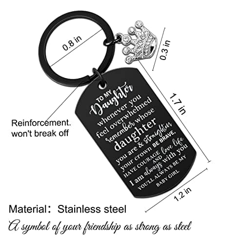 Daughter Gifts From Mom Dad To My Badass Daughter Keychain Valentines Day Gifts for Daughters Birthday Gift For Step Daughters Her From Mother Father Mothers Day