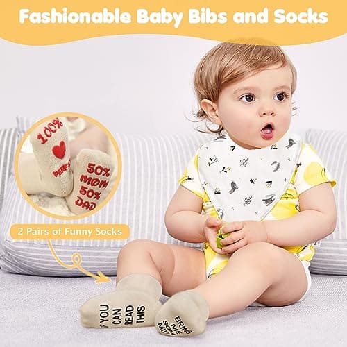 Pregnancy Gifts for First Time Moms - New Parents Gift Set Pregnancy Announcement Baby Shower Basket Mom & Dad Mugs, Baby Ultrasound Frame, Decision Coin, Onesie, Bib and Socks