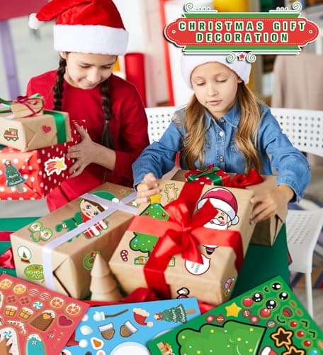 Kids Xmas Decorations Gifts Games Party Favors Supplies 24 Sheets,Stocking Stuffers,Christmas Stockings,Christmas Gift Bags Stocking Stuffers for Kids,Christmas Stickers,DIY Christmas Crafts for Kids B0F8H5X4L8
