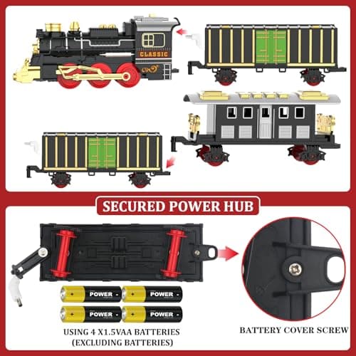 Train Set Train Toys for Boys with Smokes, Lights and Sound (ON/Off), Train Set Under Christmas Tree, Toddler Model Trains for 3 4 5 6 7 8+ Years Old Kids Gifts