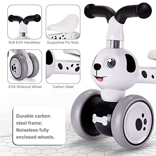 YGJT Baby Balance Bike Toys for 1 Year Old, Birthday Gifts for Boys and Girls, Silent Wheels & Non-Pedal Baby Walker Riding Toys for 10-36 Months Toddlers, Kids First Bike Gifts Spotty Dog B07RFLR3VY