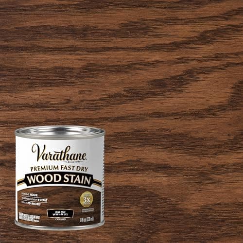 Varathane Premium Fast Dry Wood Stain | 1 Hour Dry Time | 1 Coat Color | Interior Wood Stain | Furniture, Cabinets, Doors, Trim | Half Pint | Dark Walnut