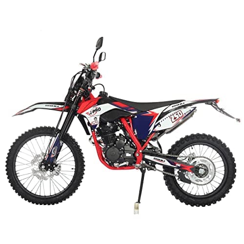 X-PRO Titan DLX 250cc Gas Dirt Bike Pit Bike Adult Bike,Big 21"/18" Wheels, Zongshen Engine! (Red)