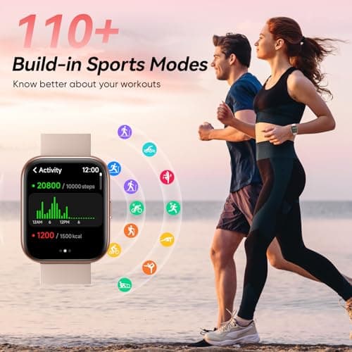 Fitpolo Fitpolo Smart Watches for Women Android iPhone, 1.8'' Women Smartwatch with Alexa Built-in, Bluetooth Calls, IP68 Waterproof, 7 Days Battery, Heart Rate/Sleep/SpO2 Monitor, 110 Sports Mode