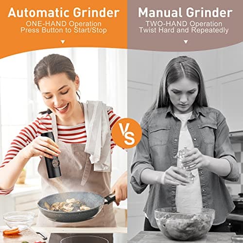 Electric Salt and Pepper Grinder Set, Rechargeable Automatic Salt and Pepper Shakers, Adjustable Coarseness Pepper Grinder with Led, Kitchen Appliances Gifts for Mom(Blackwhite) B0BQYVNKRV
