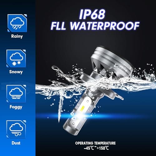 FAHREN H4 Light Bulb, 60000LM 1000% Super Brighter, Real 1:1 Size, 9003/HB2 for High Low Beam, 6500K Cool White, 70000Hrs Long Service Life with Cooling Fan, Plug and Play, Pack of 2